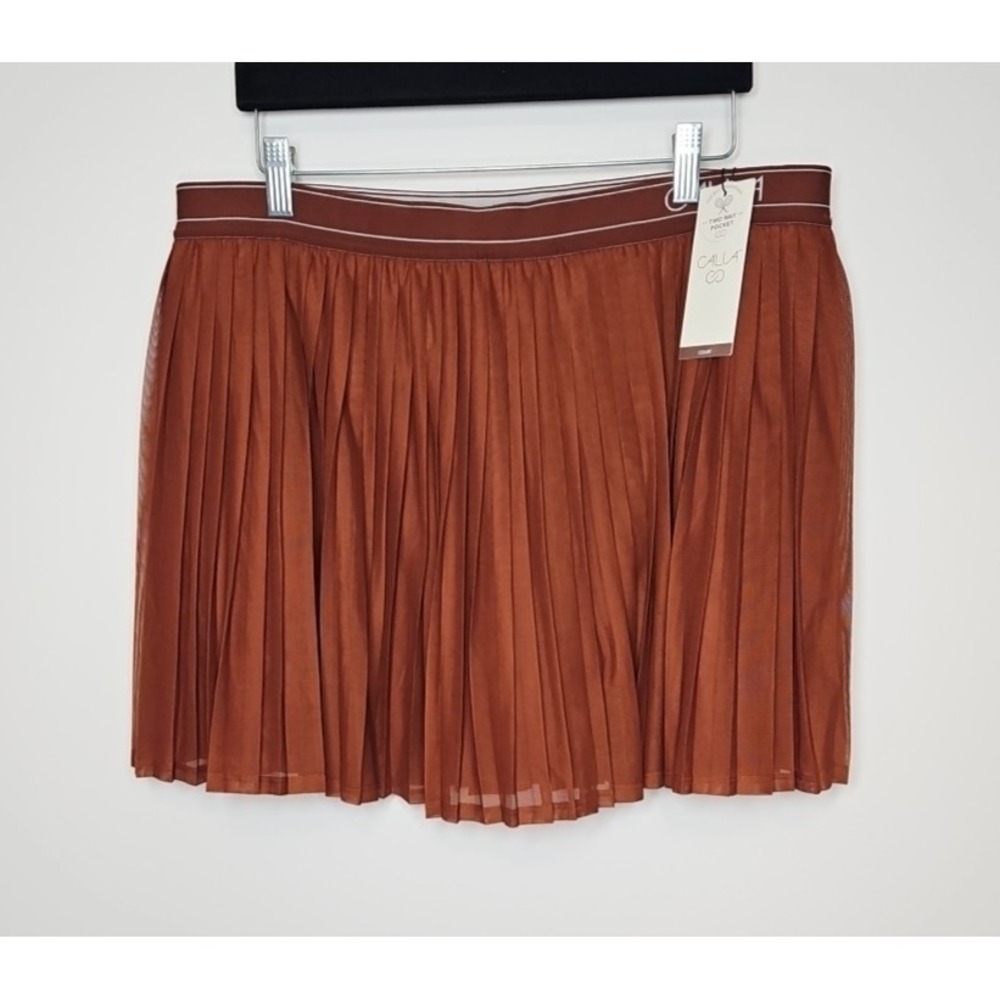 Calia Court Collection Womens Red Brown Pleated Athletic Skort Size XL NWT